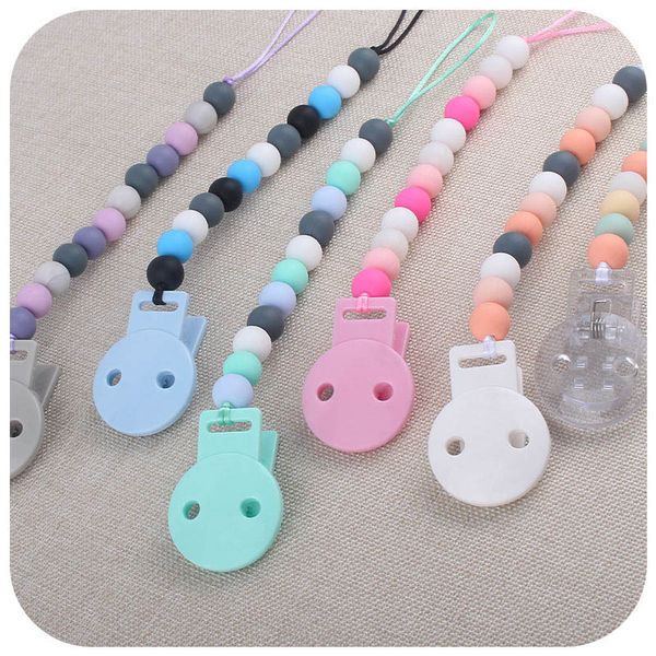 

silicone teething beads baby pacifier chain clips newborn teeth practice toys food grade soother infant feeding kids chew toy b7963