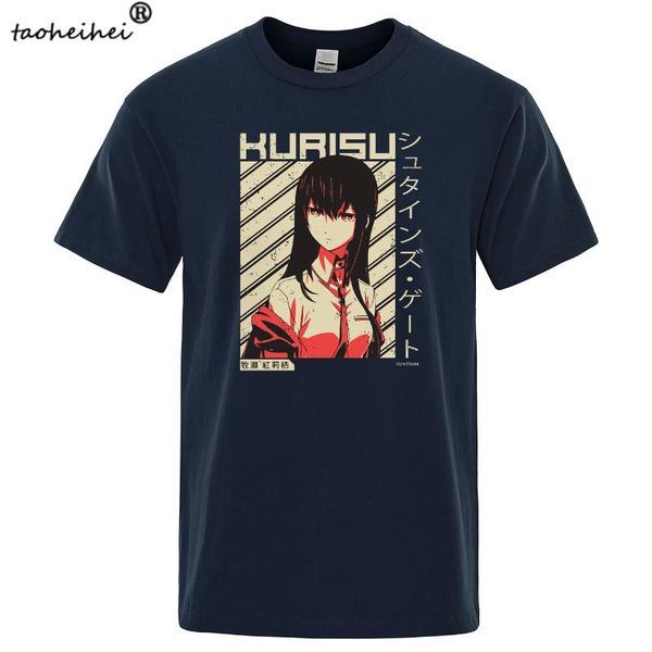 

men's t-shirts makise kurisu arrival summer short sleeve men t-shirt male cotton casual t shirts steins gate japanese anime streetwear, White;black