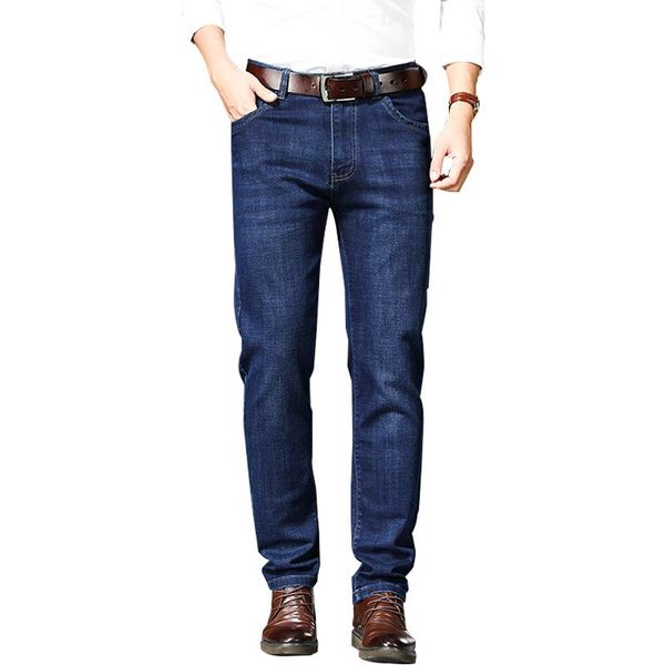 

men's jeans 2021 autumn brand business casual slim straight stretch classic style young fashion fit blue