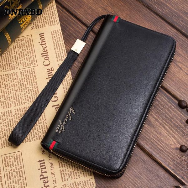 

wallets men wallet business clutch leather card holder male purse quality zipper large capacity luxury for carteira masculina, Red;black