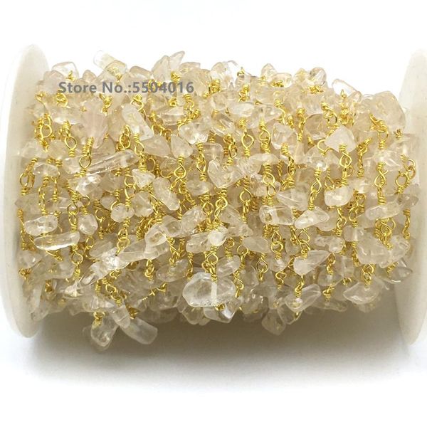 

raw stone white crystal chip beads link rosary chain,fashion clear quartz,rock quartz chains necklace jewelry finding, Silver