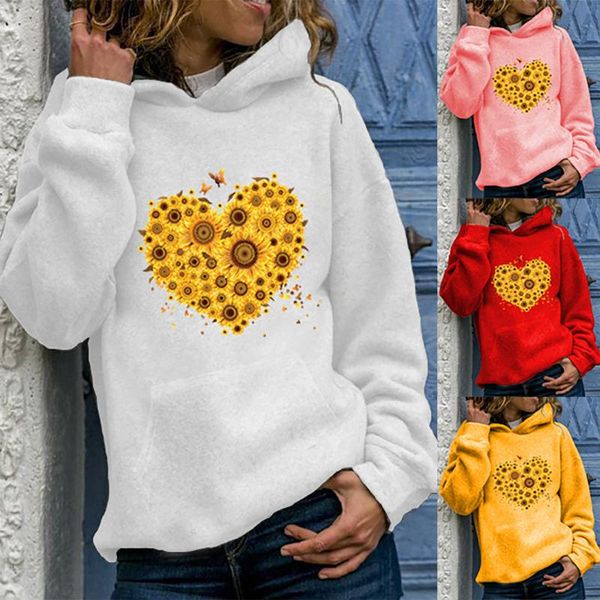 

women's hoodies & sweatshirts fashion heart print casual hoodie pullover printed sweatshirt long sleeve suÃ©ter, Black
