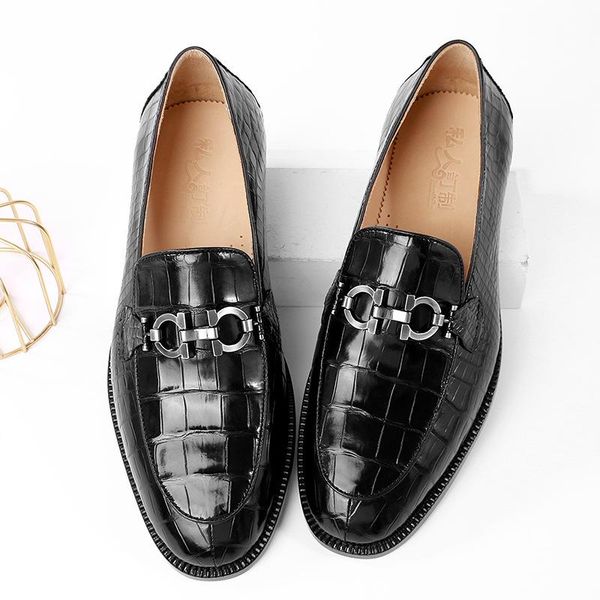 

dress shoes thai siam crocodile leather men's business leisure british style with large soles, Black