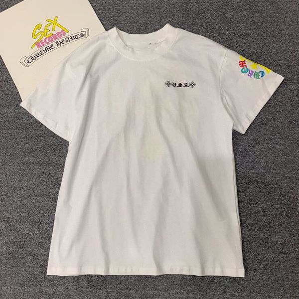 

factory brand ch 2021 new ch croche three dimensional rainbow printing gothic font fashion t-shirt short sleeve, White;black
