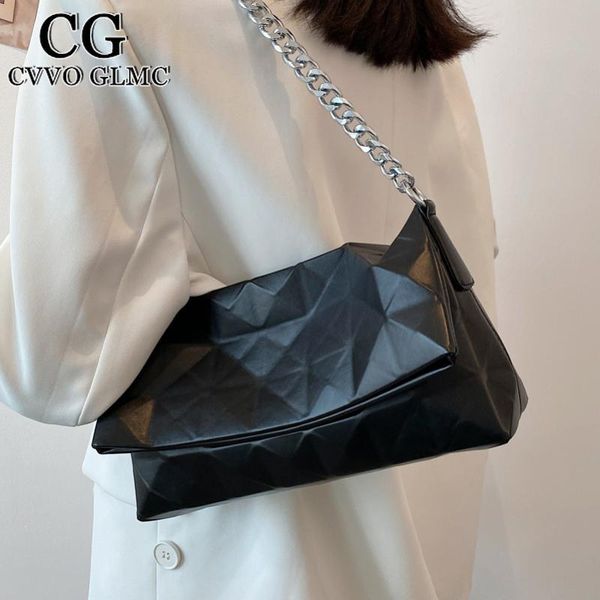 

cross body cvvo glmc women handbag armpit single shoulder bags brand geometric design soft leather messenger bag metal chain