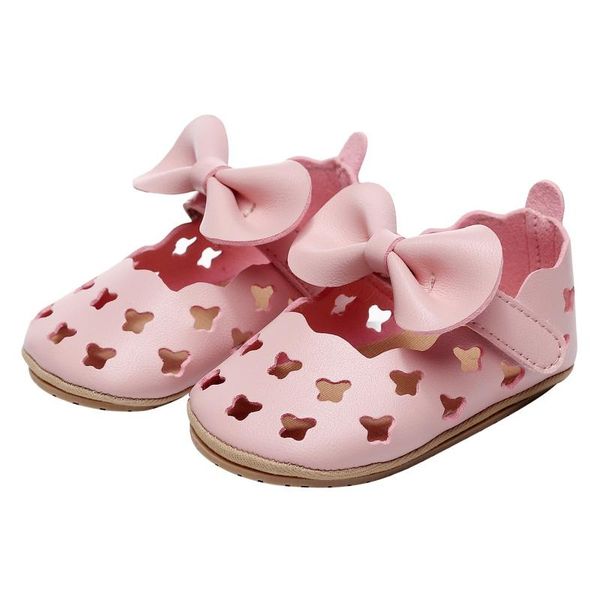 

summer baby girls hollow sandals children bowknot princess shoes toddler breathable anti-slip first walkers, Black;red