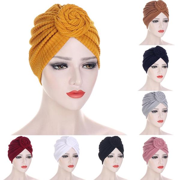 

beanie/skull caps fashion solid color high elasticity turban flower scarf hat head cap women postpartum warm, Blue;gray