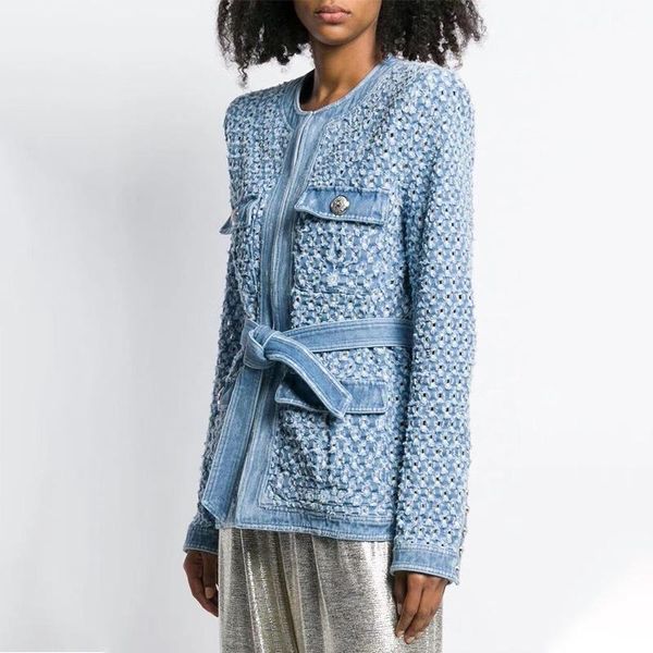 

women's jackets vintage slim jean jacket women short hollow out denim coat blue wash long sleeve street bomber, Black;brown