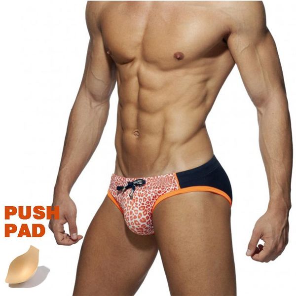 

men's swimwear patchwork men 2021 low waist bathing suit colorful swimsuit leopard print swim briefs push pad swimming trunks