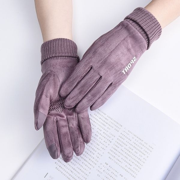 

Gloves female autumn Plush thickened driving and ridg touch screen wdproof cold proof wter outdoor warm wter, Black