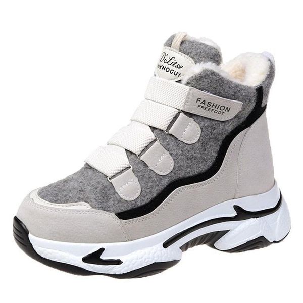 

boots chunky sneakers ankle for women 2021 winter fashion padded platform women's keep warm plush shoes sport tenis female, Black