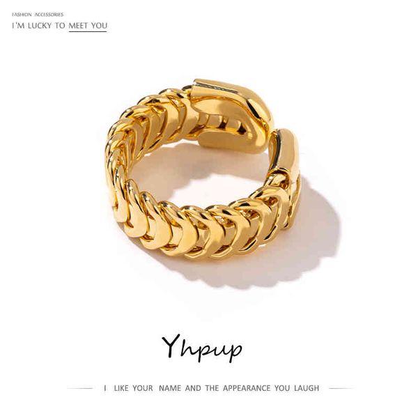 

yhpup brand round opening fashion gold metal copper jewelry for women statement adjustable ring anniversary party gift 2021, Silver