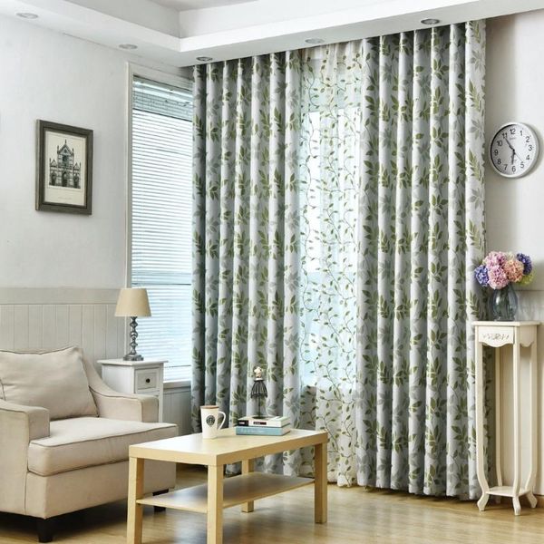 

blackout window curtains for living room kitchen bedroom leaves pattern country styles customized home decor embroidered tulle curtain & dra