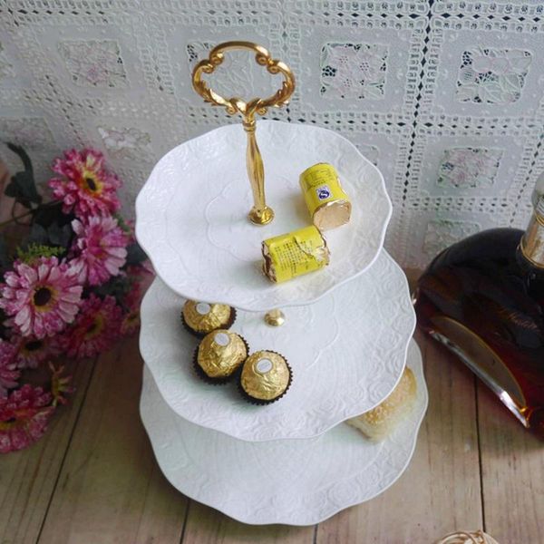 

sets 2 or 3 tier cake plate stand handle crown fitting metal wedding party silver/golden (plate not include) other bakeware