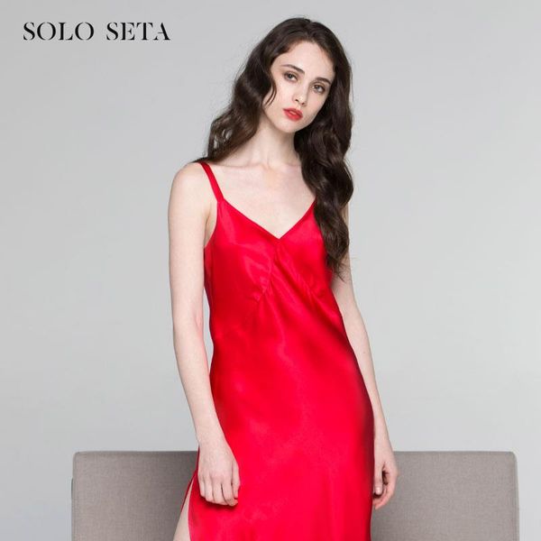 

soloseta bridal red heavy silk nightdress wedding suspender dress valentine's day gift girl women's sleepwear, Black;red