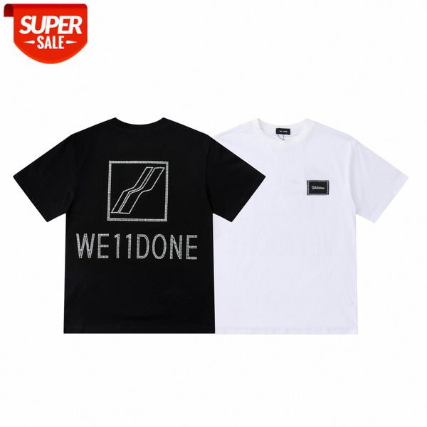

letter drilling round neck loose short sleeve #nb8v, White;black