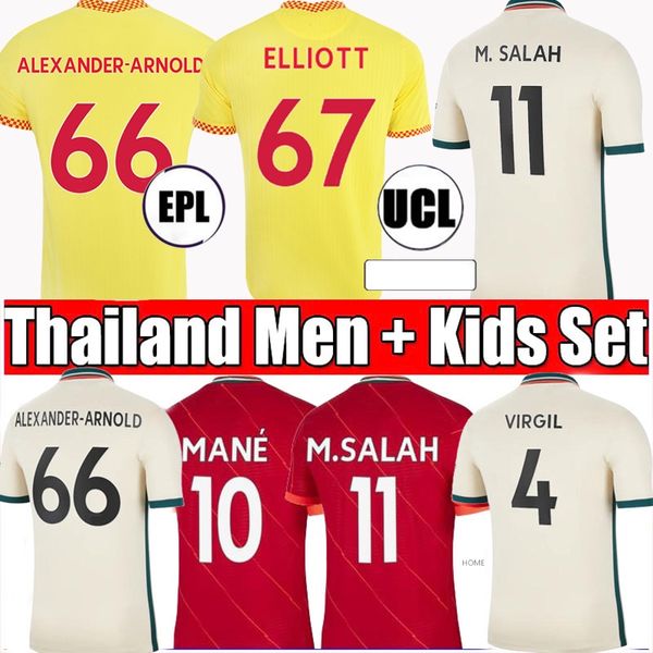 

21 22 soccer jersey football shirt kid kit fans alexander arnold firmino diogo j thiago a.becker phillips keita konate 2021 2022 thailand, Black;yellow