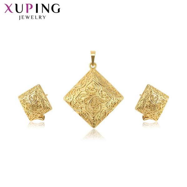 

earrings & necklace xuping arrival jewelry sets european style beauty light yellow color plated for women gift christmas day 65260, Silver