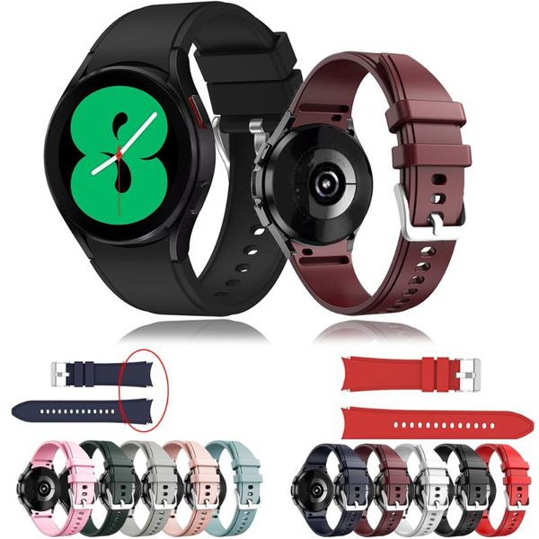 

watch bands silicone strap for samsung galaxy watch4 classic 42mm 46mm replacement curved end band bracelets original smart wristbelt, Black;brown