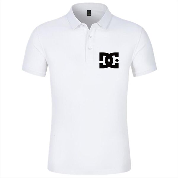 

summer classic pure color mens polos printed short sleeve print shirt top, White;black