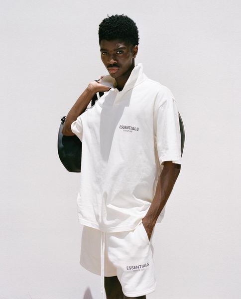 

summer designer fear of god essentials 3m el flashing t shirt men casual men's high street printed shirts over size, White;black