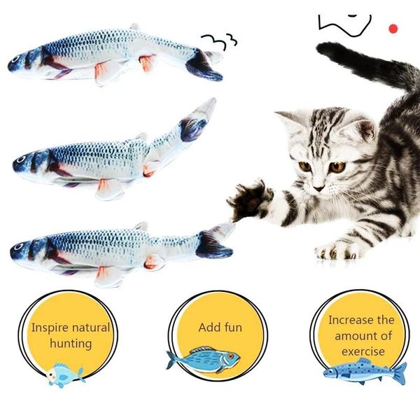 

cat toys realistic wagging fish plush simulation electric interactive toy catnip for chewing kicking drop