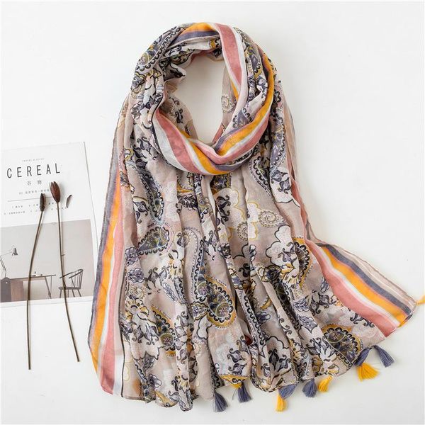 

scarves bohemian style cotton scarf women spring and autumn korean peacock retro national shawl, Blue;gray