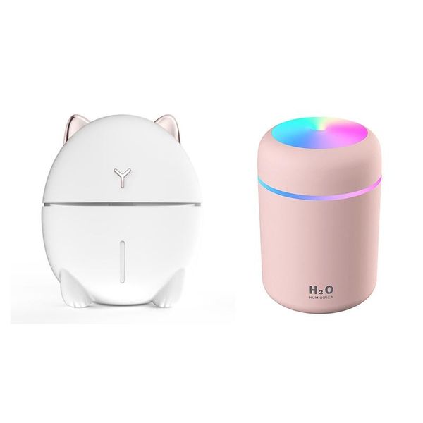 

humidifiers 2 pcs air humidifier aroma essential oil diffuser for home car usb fogger mist maker, 200ml white & 300ml pink
