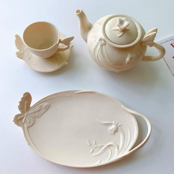 

cups & saucers floral tea retro coffee cup set classic french with infuser vintage royal turkish tazas de ceramica drinkware