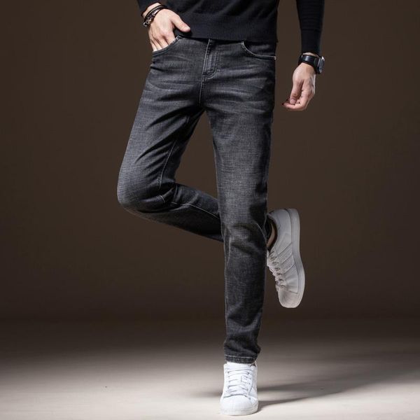 

men's jeans men black 2021 herfst en winter smart casual mode slender stretch denim broek brand clothing, Blue