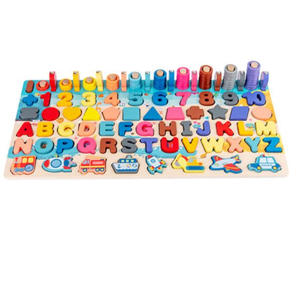 

fashion wooden montessori magnetic puzzle educational toy early education shape color math matching log board fishing puzzle counting
