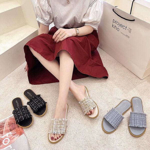 

slippers 2021 summer women's outer wear open-toed fairy fashion, Black