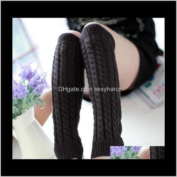 

hosiery womens underwear apparel drop delivery 2021 40 women winter warm knitted scoks crochet long boots arrival calcetines socks str, Black;white