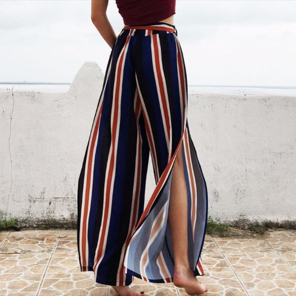 

women's pants & capris loose style summer waist long spring leg 2021 striped wide clothing high women female fashion casual holidays, Black;white