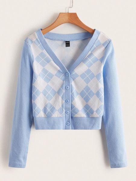 

single breasted argyle print tee o1fk#, White