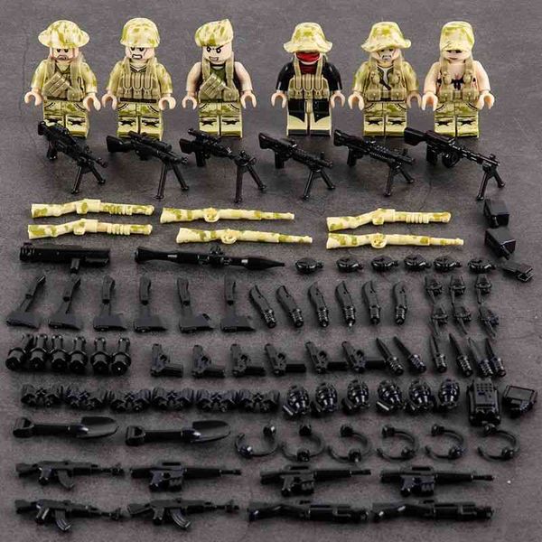 

lego military dolls are compatible. boys assemble toys and eat chicken