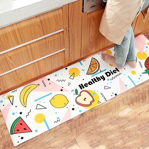 

cartoon japanese-style home wear-resistant anti-slip mats waterproof and oil-proof long strip pvc leather kitchen bath