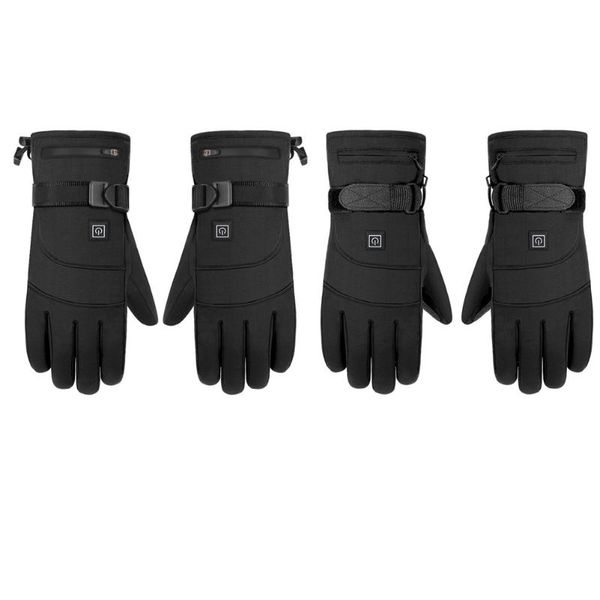 

cycling gloves winter electric heated waterproof windproof warm heating mittens for women men, Black