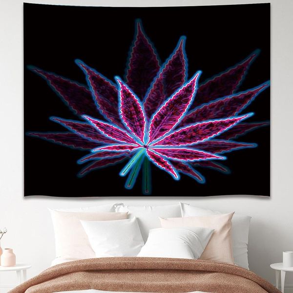 

tapestries leaf tapestry wall hanging natural hippie purple black bedroom living room dormitory poster