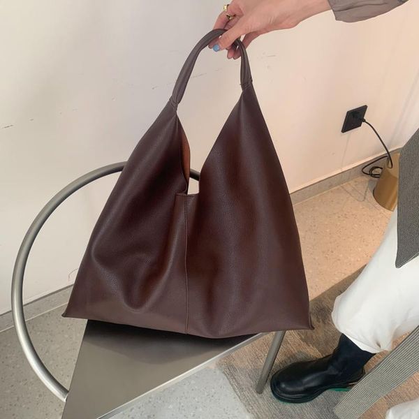 

retro tote simple ladies large capacity handbag high-end women shoulder bag pu leather soft hand designer purses