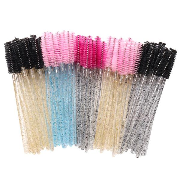 

50pcs/pack disposable crystal eyelash brush comb eye lashes extension mascara wands makeup professional beauty tool brushes