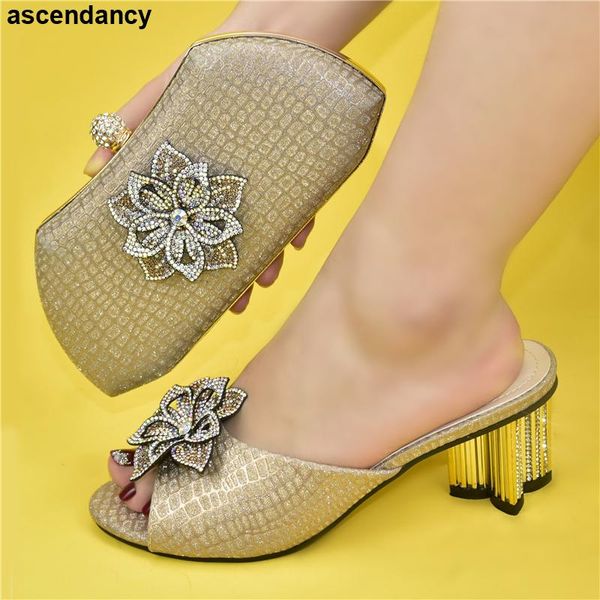

dress shoes italian shoe and bag set for party in women nigerian wedding with rhinestone ladies sandals, Black