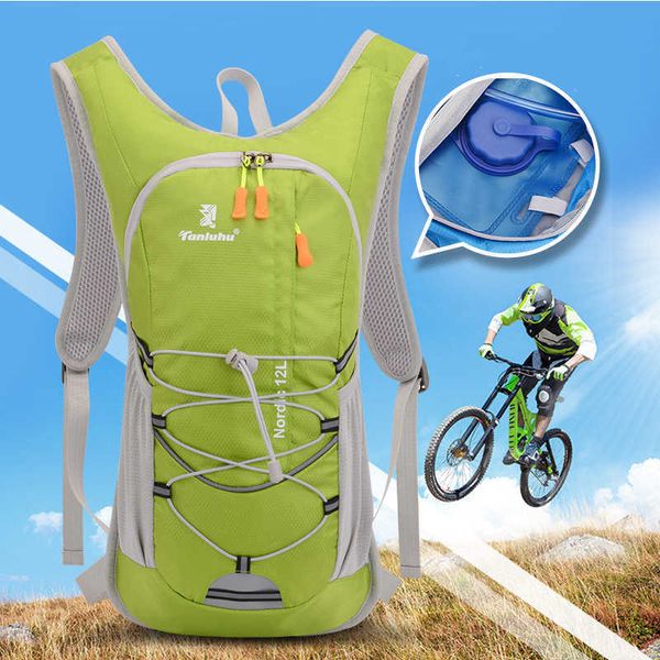 Nova mochila de bicicleta 12L com saco de água camada esportes ao ar livre correndo ciclismo mochilas mulheres homens escalando caminhadas saco de hidratação q0721