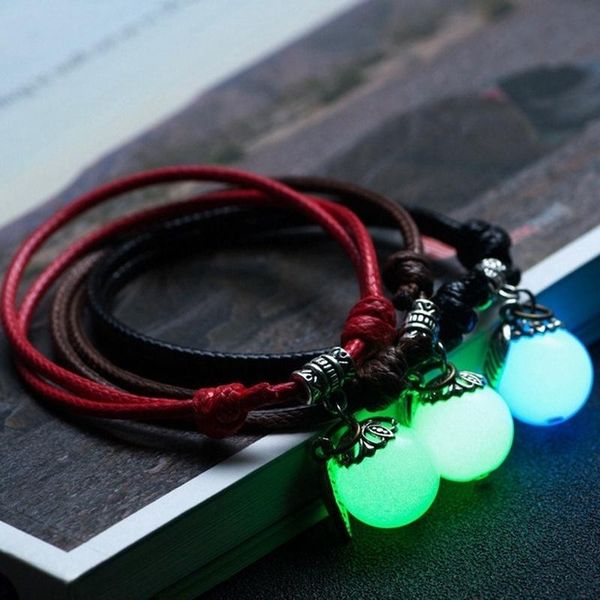 

charm bracelets fashion hand made noctilucan couple bracelet green light star cat clover gift for women jewelry weave rope, Golden;silver