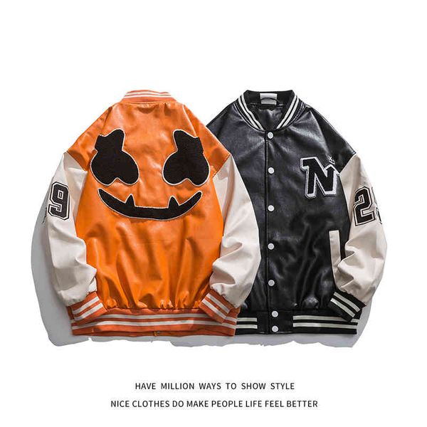 

men's jackets and women's synthetic leather bomber jackets, men's autumn style embroidered for motorcycles, Black;brown