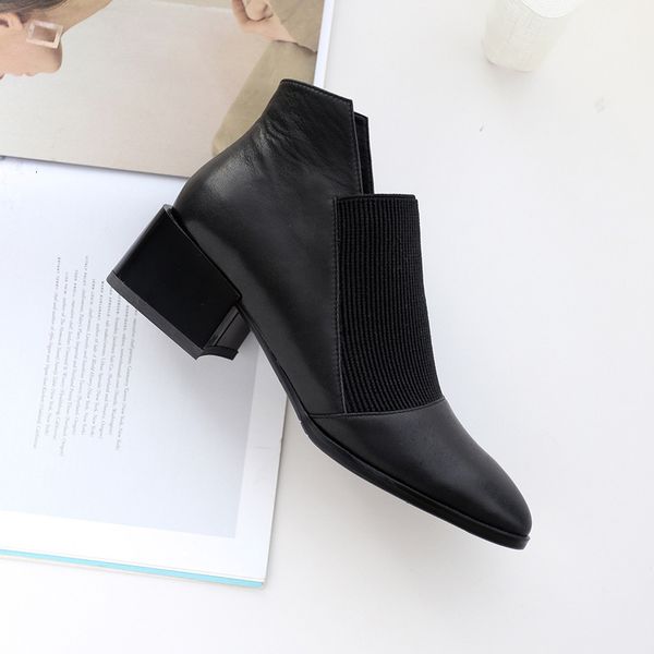 

boots 2021 small shoes and medium heels women's, Black