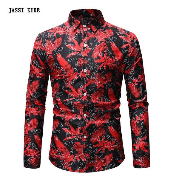 

men's casual shirts slim long sleeve shirt brand social party dress hawaii beach camisa masculina -3xl, White;black