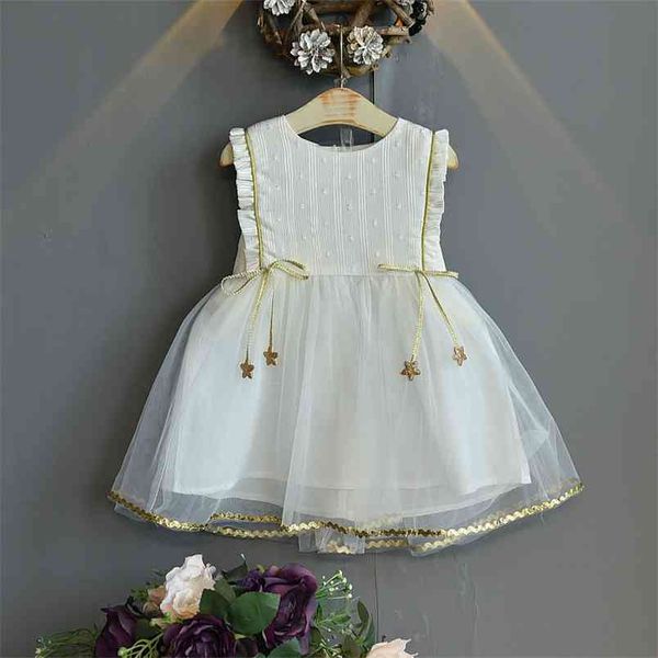 

dress summer sleeveless mesh princess prom wedding girl clothing for girls 210528, Red;yellow