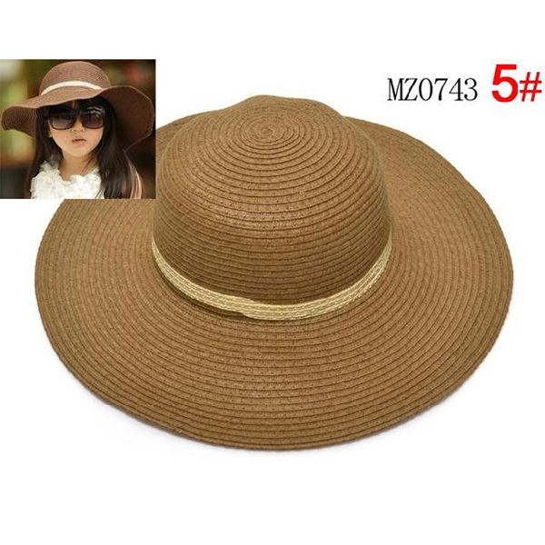 

children beanie hat caps sun wide brim hats straw beach girls sunbonnet fashion e, Yellow