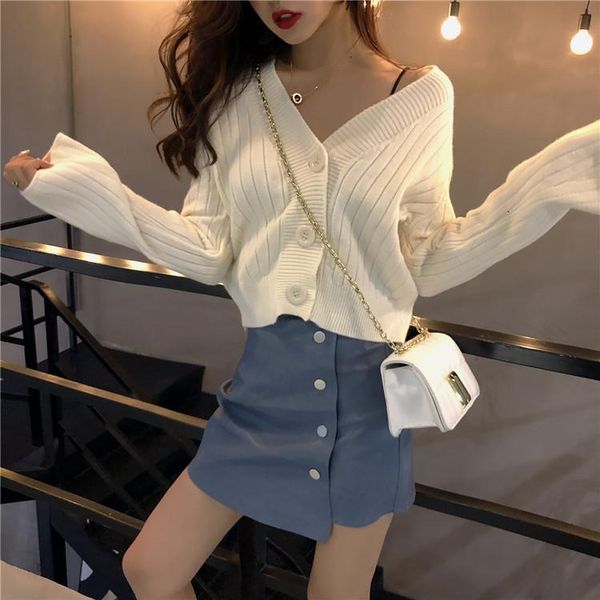 

sweaters spring autumn knit cardigans flare long sleeve short style slim sweater and knitwear casual jacket overcoat women, White;black